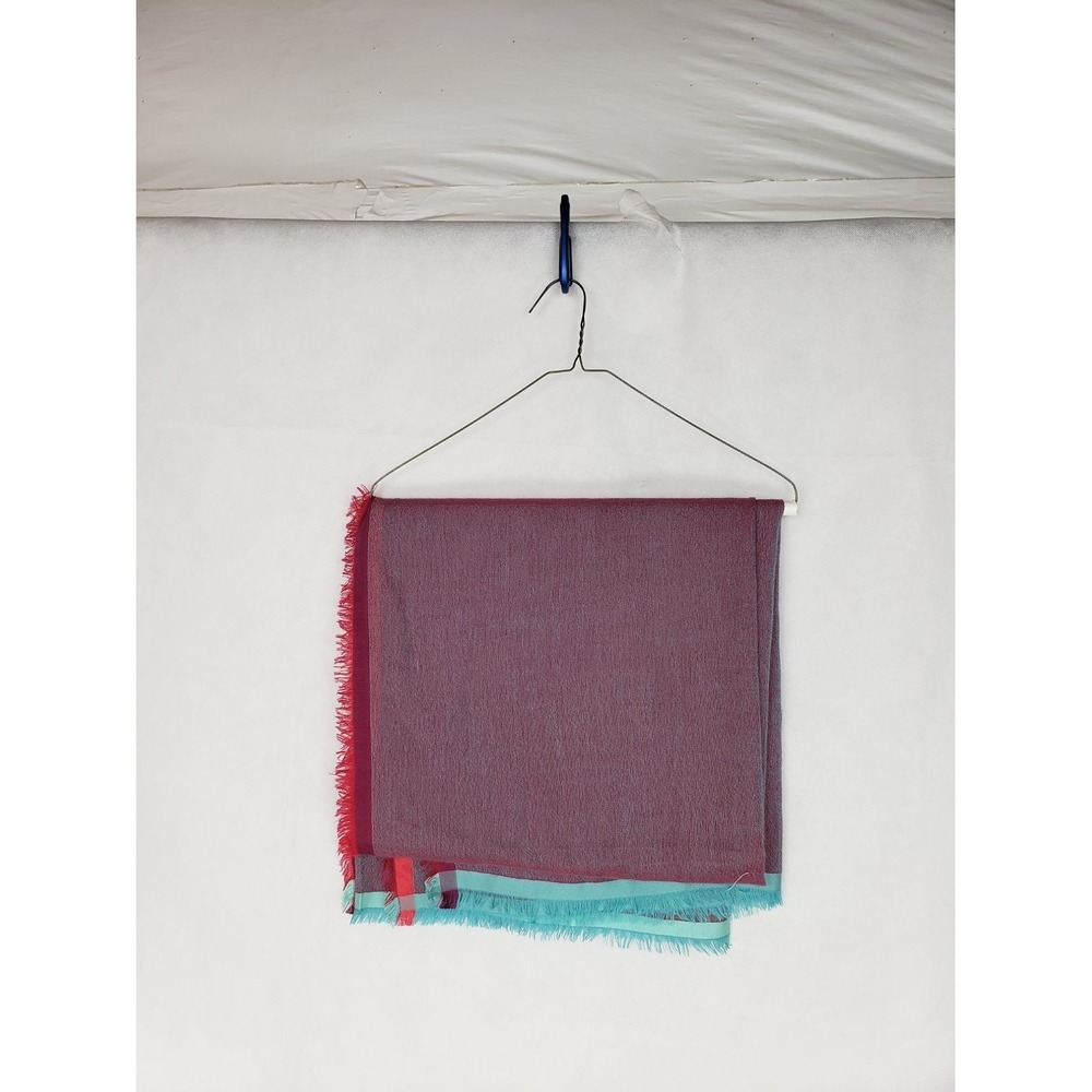 Loro Piana Italian Scarf Blue and Pink Fringe Women